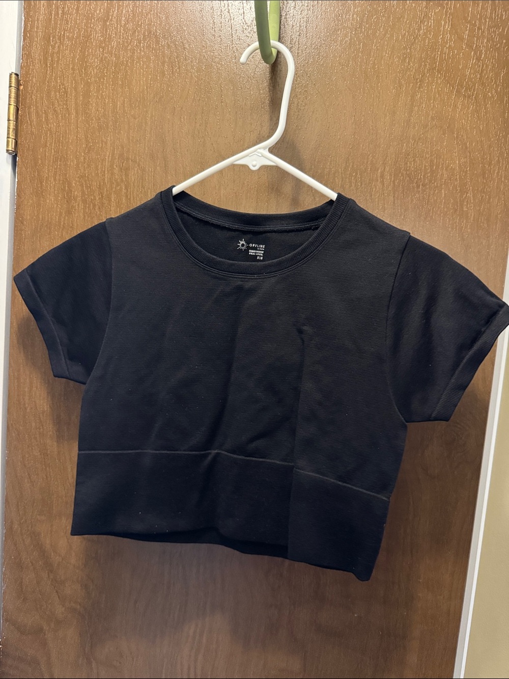 Aero Offline Crop Crewneck T-Shirt - Black